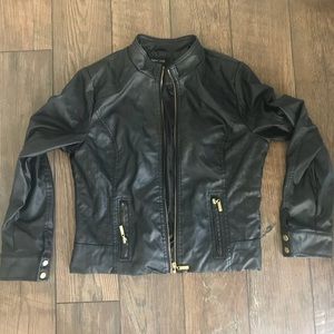 ASOS Black Leather Jacket with Gold